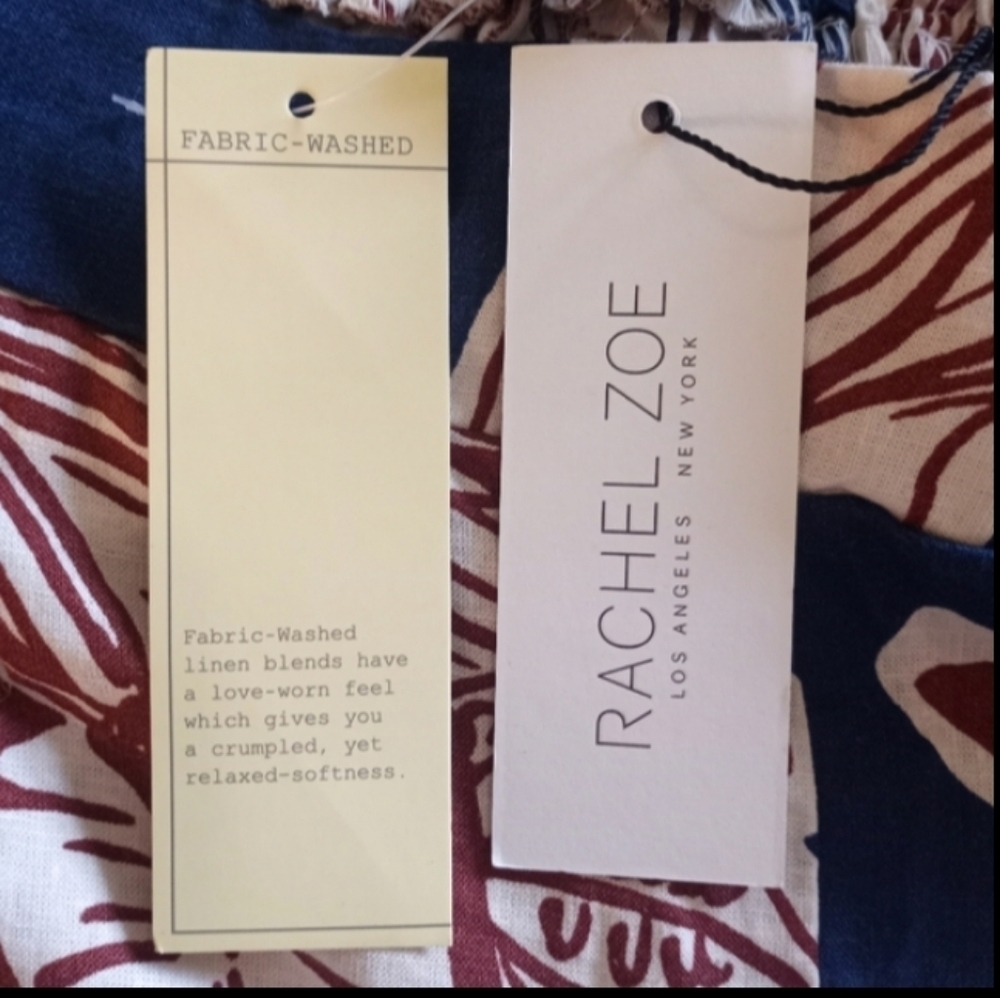 NWT Rachel Zoe Washed Linen WWide Leg Bohemian Tropical Resortwear Coastal Pants - Picture 5 of 8